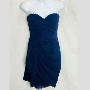 LULUS Blue Minuet Chiffon Strapless Dress Draped